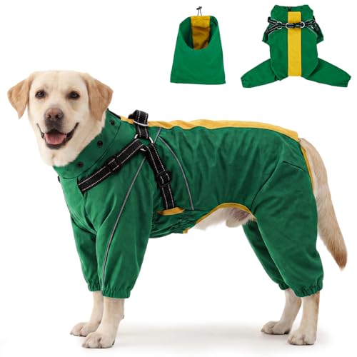 Waterproof Dog Jacket with Hood (Green / X-Large)
