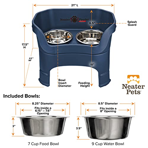 Neater Feeder Deluxe Mess (Large + Standard Bowl / Dark Blue)