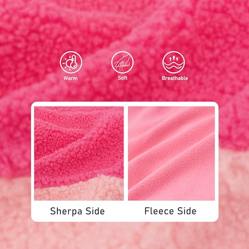 Sherpa Dog Coat Reversible Dog Jackets for Small Dogs (Medium (10-15lbs) / Rose Red)