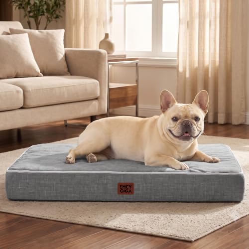 Medium Memory Foam Dog Crate Bed Washable (Grey / 30*20*3 Inches)