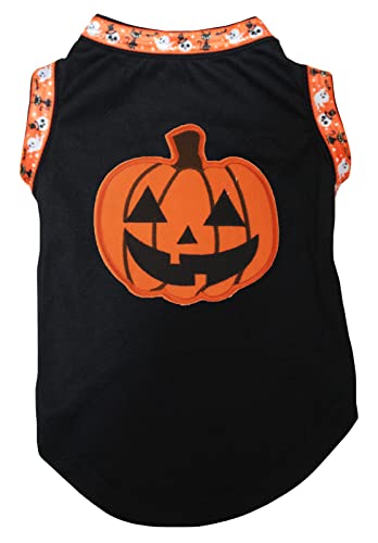 Cute Pumpkin Puppy Dog Shirt (Black/Ghost Cat Hemmed / XX-Large)