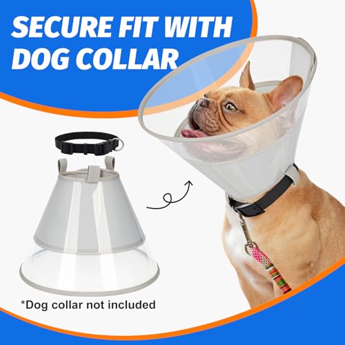 Dog Cone Collar with Soft Liner to Stop Licking (Grey / XS(Depth: 6.1, Girth: 9.5-11.5 ))