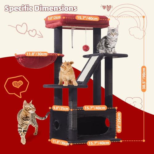 Gothic Cat Tree (Black and Red / 38.5 Inches)