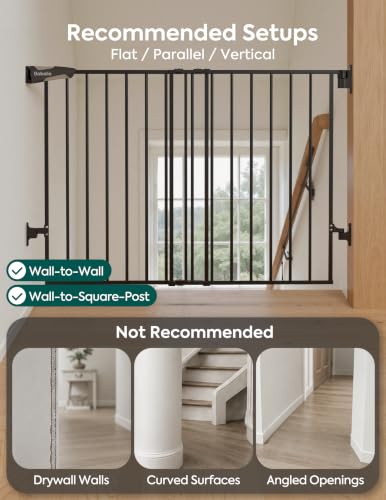 Baby Gate for Stairs (Black / 34" H, 26-43" W-Standard 2 Pcs)