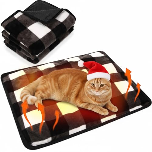 2 Pack Self Warming Cat Bed Self Heating Dog Pad Cat Warming Pad Thermal Pet Mat Washable Reflect Body Heat Removable Cover for Indoor Kittens Puppies (16 x 20 Inch)