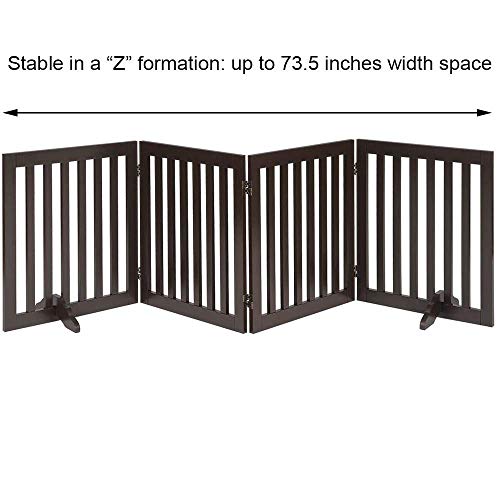 24”H Free Standing Pet Gate for Dog Cat (Espresso / 80"W×24"H)