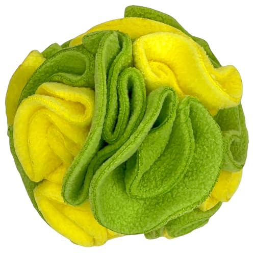 Puppy Small Breed Snuffle Dog Puzzle Ball Toy Yellow and Green (Lemon-Lime / Small)