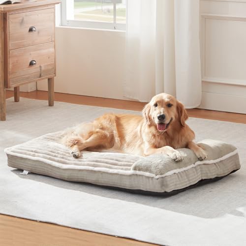 Dog Bed for Large Dogs (Beige / Medium:(31"L x 25"W x 3"Th))
