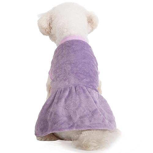 3 Pack Winter Dog Sweater Dresses XXS XS for Small Female Dogs & Cats (Pink,Violet,Rosepink / XX-Small)