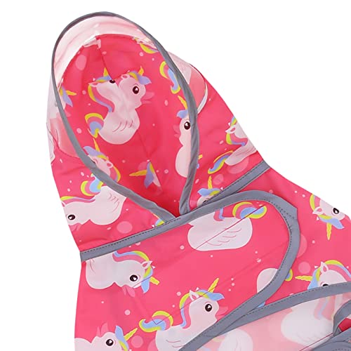 Clear Hooded Dog Raincoat Jacket Poncho with Dog Leash Hole Pink S (Small / Unicorn Ducks Pink)