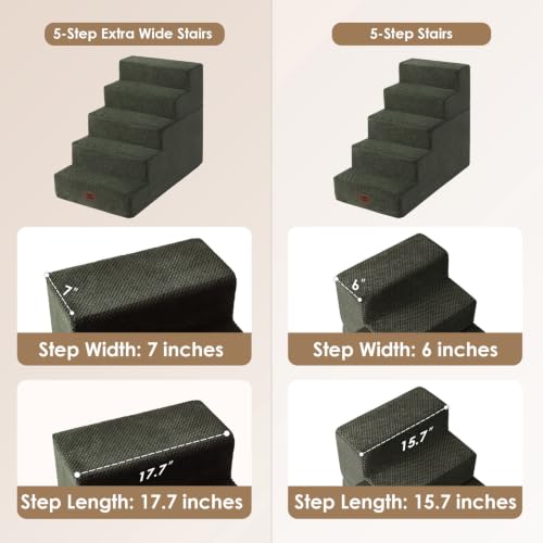 Dog Stairs for Bed 22.5" H (Military Green / Extra Wide 17.7" x 35" x 22.5")
