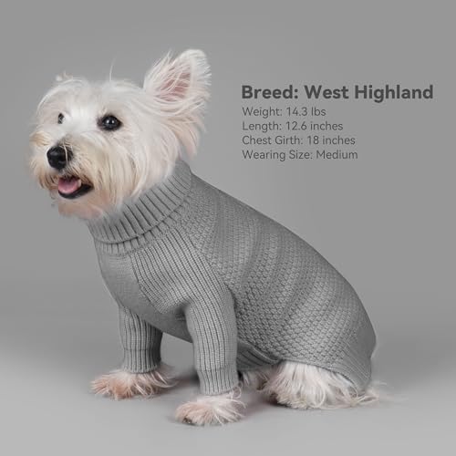 Dog Sweater Long Sleeve Warm Knit Sweaters for Small Dogs Boy Girl (Grey / Large)