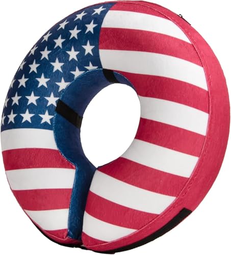Inflatable Dog Cone Collar Alternative After Surgery Medium+ (Flag / Medium+[Neck:11"-14"])