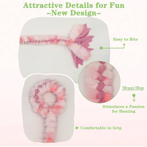 Braided Fleece Dog Tug Toy (Pink/Faux Fur)