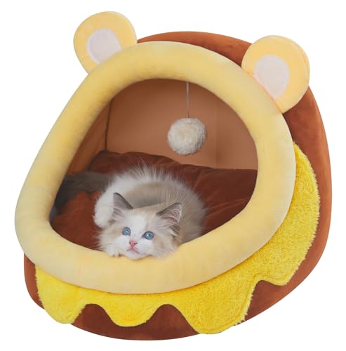 Cute Cat Bed for Indoor Cats (Medium / Brown)