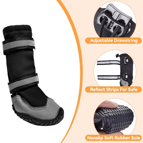 Dog Shoes Waterproof Dog Boots for Winter (7# (Insole Width 2.8″)for 63~78lbs)