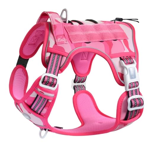 Dog Harness for Small Medium Dogs (Camo - Pink Camo / S(Neck:14-21",Chest:20-31"),18-35 lbs)