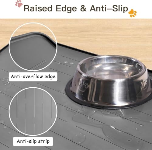 Largest Dog Food Mat (Grayish White / 48"L x 32"W)