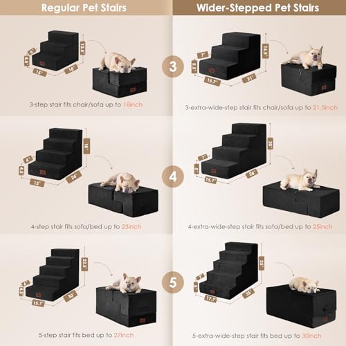 Dog Stairs for High Bed 25" H (Black / Extra Wide 17.7" x 35" x 25")