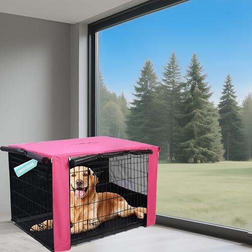30 Inch Dog Crate Cover with Mesh (30.0"L x 19.0"W x 21.0"H / Pink)
