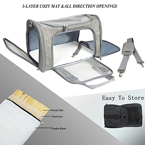 Soft Sided Carrier for Small Medium Cats Dogs (20.0"L x 13.0"W x 13.0"H / Grey)