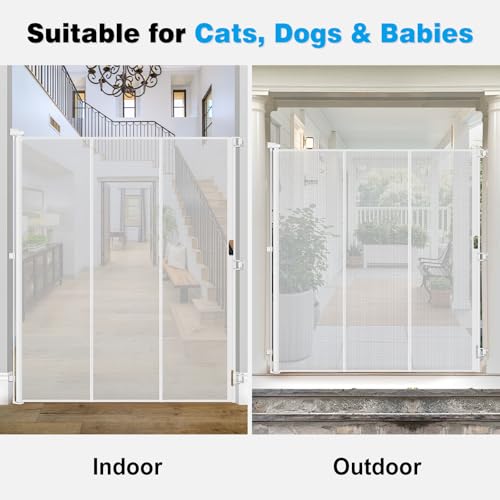 Reinforced 72" Extra Tall Pet Gate for Cat (White / 72" Tall x 55" Wide（ With Reinforced Bar ）)