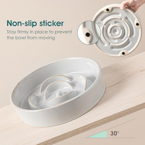 Slow Feeder Dog Bowls (L - 3 Cups / Light Gray)