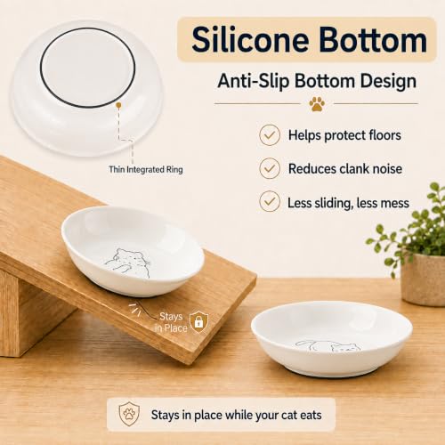 Non Slip Cat Food Bowls (white-B)
