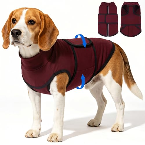 Calming Stress Relief Dog Anxiety Vest Coat that Soothes Puppy (Red / Medium(Chest Girth:25.6"))