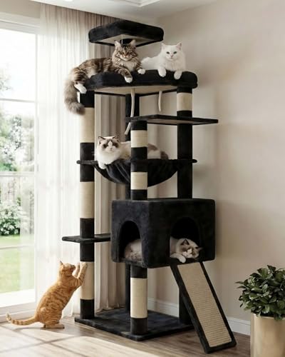 64.2" Heavy Duty Cat Tree for Large Cats with Wide Base HCT027G (64.2 inch / Smoky Gray)