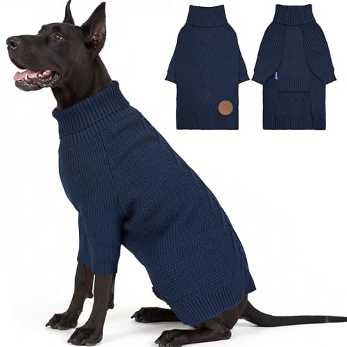 Dog Sweater Long Sleeve Warm Knit Sweaters for Giant Breed Dogs Boy (1# Navy / XXXX-Large)