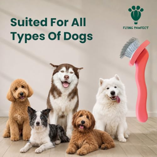 Slicker Brush for Dogs (Coral / Curved Small)