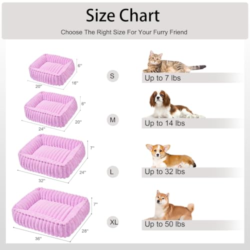 Medium Dog Bed Calming Cat Bed for Indoor Cats 24’’x20’’ Lilac (Lilac / 24"L x 20"W x 6"Th)
