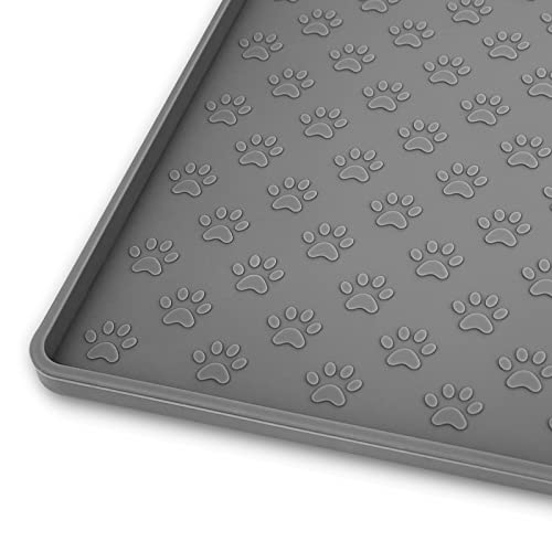 Pet Placemat for Dog and Cat (18"L x 12"W / Grey)