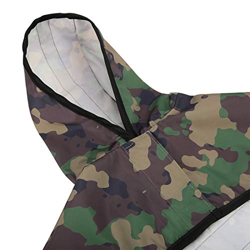 Dog Raincoat with Hood & Leash Hole S (Medium / Green Camo)