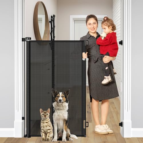 Reinforced 48" Extra Tall Pet Gate with Support Rods (Black / Reinforced 48" Tall x 55" Wide)