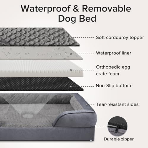 Orthopedic Large Dog Bed (L (35"x 25"x 6.5") / Dark Grey)