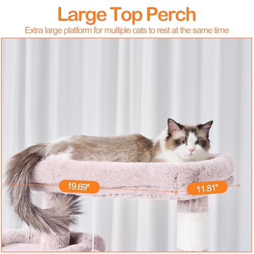 Cat Tree, 71-Inch-Tall Tower for Indoor Cats with 2 Perches HCT034MU (Rosy Brown / 71 inch)