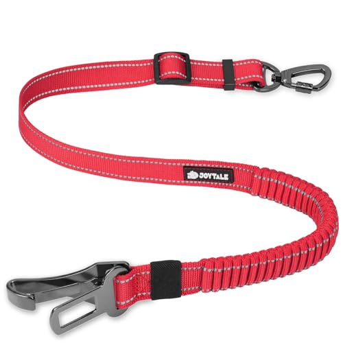 3-in-1 Bungee Dog Seat Belt for Car, Medium and Large Dogs, Red (Red / (21.6-31.5) inch)