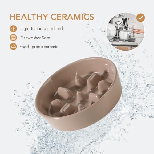 Ceramic Slow Feeder Dog Bowls (Brown Coffee)
