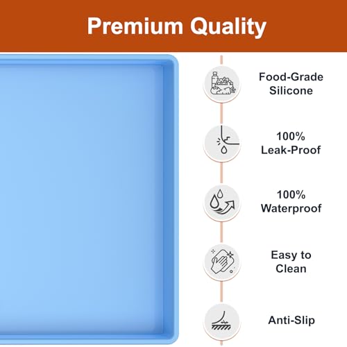 19" x 12" Extra Thick Silicone Mat Waterproof with Raised Edge (Blue / 19"L x 12"W)