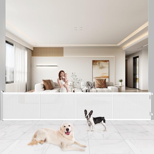 Retractable Baby Gates Extra Wide (White / 41" Tall x 200" Wide)