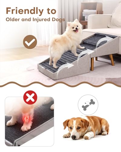 Split Ottoman Dog Ramp for Couch and Bed (17.13" H- Apricot)