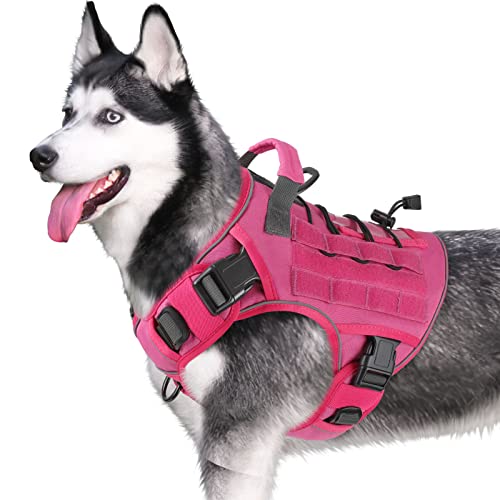 Pink Tactical Dog Harness for Small Dogs (Pink / Small: 15-30 lbs (Chest:20-26",Neck:15-18"))