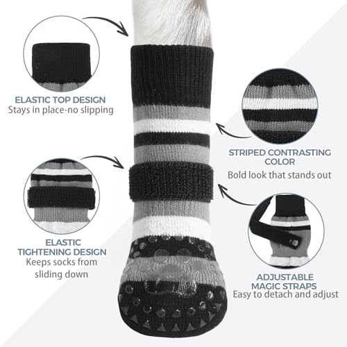 Anti Slip Dog Socks (Black / Medium)