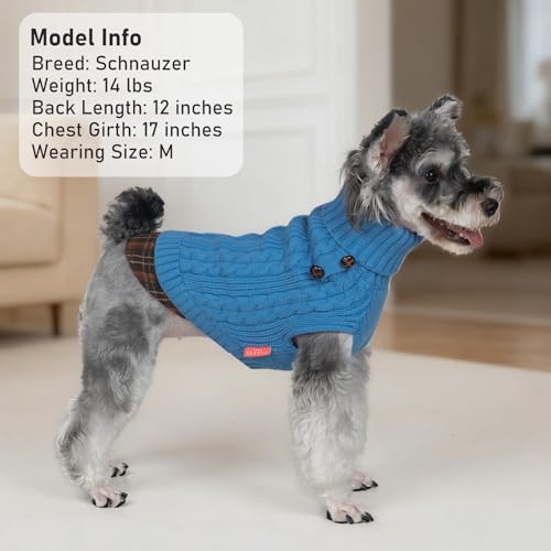 Dog Sweater for Small Dogs Turtleneck Thick Knit Pullover (Medium (7-13lbs) / 8# Light blue)