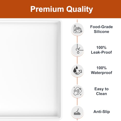 22" x 19" Extra Thick Silicone Mat Waterproof with Raised Edge (White / 22"L x 19"W)