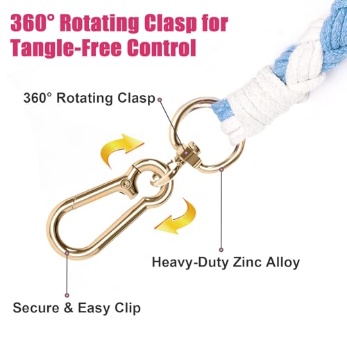 5FT Braided Cotton Rope Leash for Small (Cotton Sky)