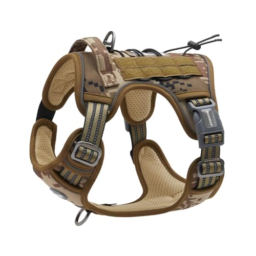 Dog Harness for Large Dogs (Camo - Desert Camo / L(Neck:18-29",Chest:24-37"),45-80 lbs)