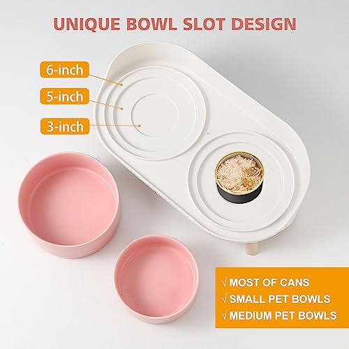 Raised Cat Food and Water Bowl Set (Pink / Small)